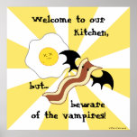 Tocino del vampiro y desayuno tonto del huevo muer posters