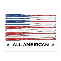 Toda la bandera americana del béisbol tarjetas postales