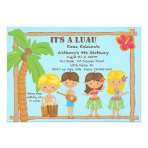 Toda la invitación del cumpleaños de Luau de los n