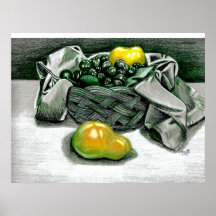 Todavía cesta de fruta de la vida posters