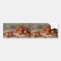 Todavía de Renoir la vida con las cebollas (1881) Etiqueta De Parachoque