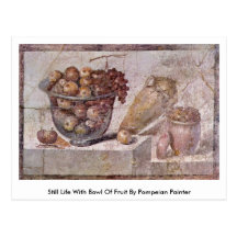 Todavía vida con el cuenco de fruta del pintor de  tarjeta postal