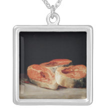 Todavía vida con las rebanadas de los salmones, 18 joyerias personalizadas