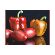 Tomates y pimientas impresión en lona