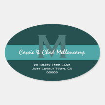 Tonalidades de la dirección moderna L004 del boda  Calcomania Oval Personalizadas