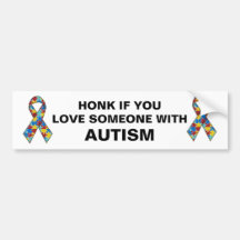 Toque la bocina si usted ama alguien con autismo pegatina de parachoque