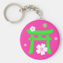 Torii (verde y rosa) llavero personalizado