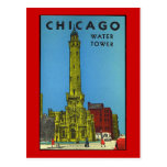 Torre de agua de Chicago del vintage Postales