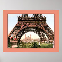 Torre Eiffel 1900 y Trocadero de la foto del vinta Poster