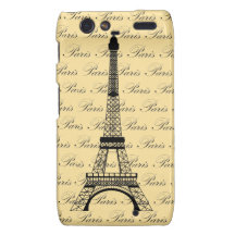 Torre Eiffel amarilla y negra de París Droid RAZR Fundas