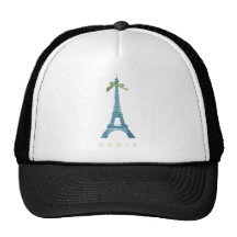 Torre Eiffel azul en falso brillo Gorro De Camionero