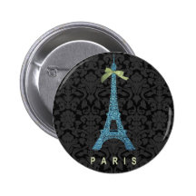 Torre Eiffel azul en falso brillo Pin