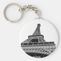 Torre Eiffel blanco y negro Llavero Personalizado