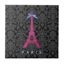 Torre Eiffel de las rosas fuertes en falso brillo Tejas Cerámicas