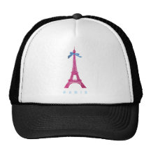 Torre Eiffel de las rosas fuertes en falso brillo Gorros Bordados