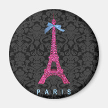 Torre Eiffel de las rosas fuertes en falso brillo Iman De Nevera