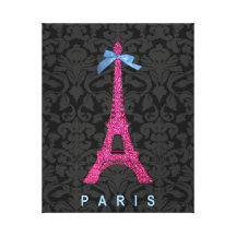 Torre Eiffel de las rosas fuertes en falso brillo Impresiones De Lienzo