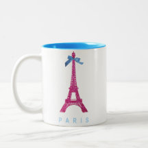 Torre Eiffel de las rosas fuertes en falso brillo Taza De Café