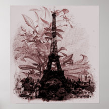 Torre Eiffel de París de la flora del vintage Impresiones