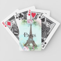 Torre Eiffel de París y rosas rosados cartas de juego