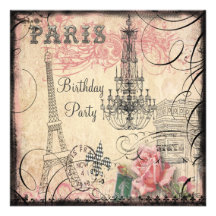 Torre Eiffel elegante y lámpara cualquier cumpleañ Invitaciones Personales