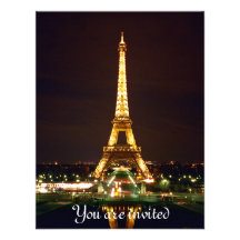 Torre Eiffel en la noche - color Invitacion Personalizada