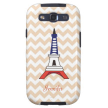 Torre Eiffel linda de París y Chevron anaranjado c Samsung Galaxy S3 Protectores