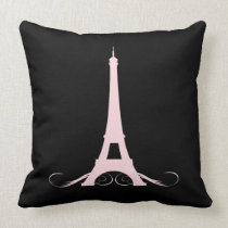 Torre Eiffel negra y rosada de París almohadas