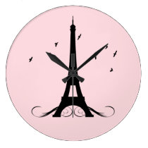 Torre Eiffel rosada de París reloj de pared