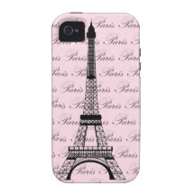 Torre Eiffel rosada y negra de París Case-Mate iPhone 4 Fundas