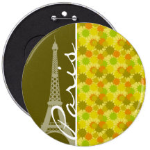 Torre Eiffel verde y anaranjada retra Pin