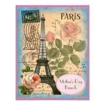 Torre Eiffel y rosas de París del brunch del día d Invitacion Personalizada
