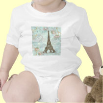 Torre Eiffel y rosas rosados camisetas