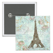 Torre Eiffel y rosas rosados botones