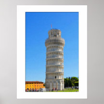 Torre inclinada de Pisa de la acuarela Poster