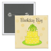 Torta amarilla - muchacho del cumpleaños pins