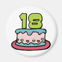 Torta de cumpleaños de 18 años imán