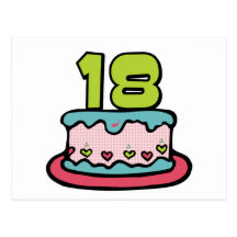Torta de cumpleaños de 18 años tarjeta postal