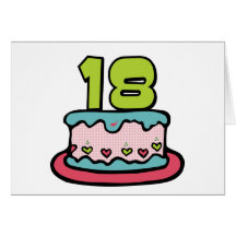 Torta de cumpleaños de 18 años tarjetas
