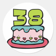 Torta de cumpleaños de 38 años pegatinas  