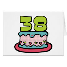 Torta de cumpleaños de 38 años tarjetas