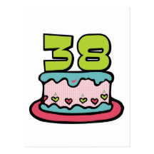 Torta de cumpleaños de 38 años tarjetas postales