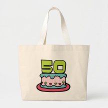 Torta de cumpleaños de 50 años bolsas lienzo