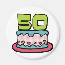 Torta de cumpleaños de 50 años iman para frigorífico