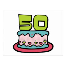 Torta de cumpleaños de 50 años tarjeta postal