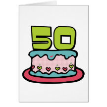 Torta de cumpleaños de 50 años tarjetas