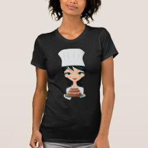 Torta de cumpleaños del cocinero de la mujer camiseta