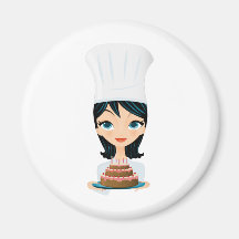 Torta de cumpleaños del cocinero de la mujer iman para frigorífico