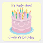 Torta de cumpleaños que hiela rosada PartyTime per Colcomanias Cuadradass