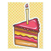 Torta de cumpleaños y lunares amarillos postal